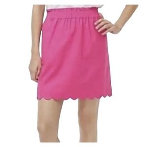 J by J.Crew Womens Hot Pink Linen Blend Scallop Hem Pull-On Mini Skirt Size 00